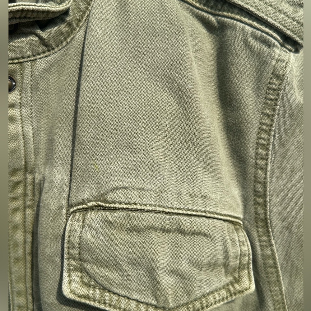 Lucky Brand Green Utility Military Jacket Large Cotton Jacket Cargo Pockets - Picture 11 of 11